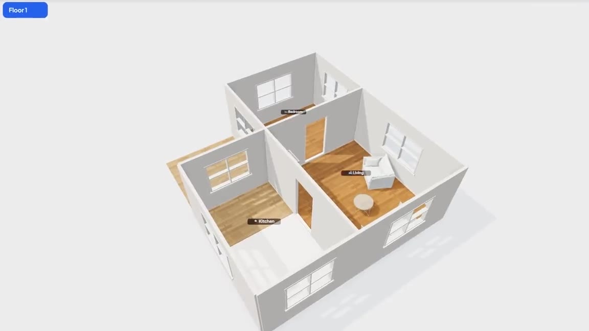 Photoreal furnished rooms in 3D Spaces
